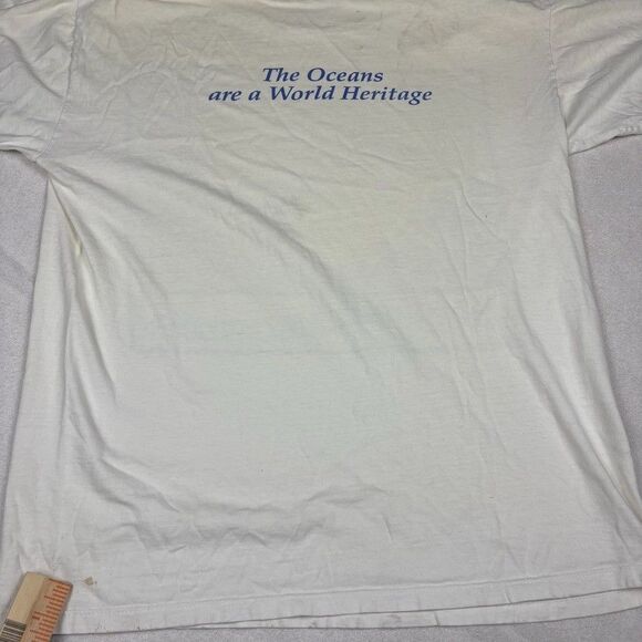 VTG 90s Oceanic Society Dolphin T Shirt L USA Made Single Stitch Graphic Ocean - Picture 11 of 14